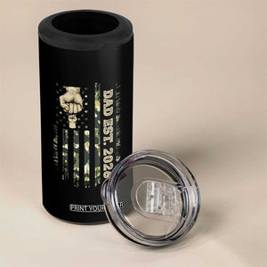 New Dad 2026 4 in 1 Can Cooler Tumbler Camo American Flag Military Dad Father's Day
