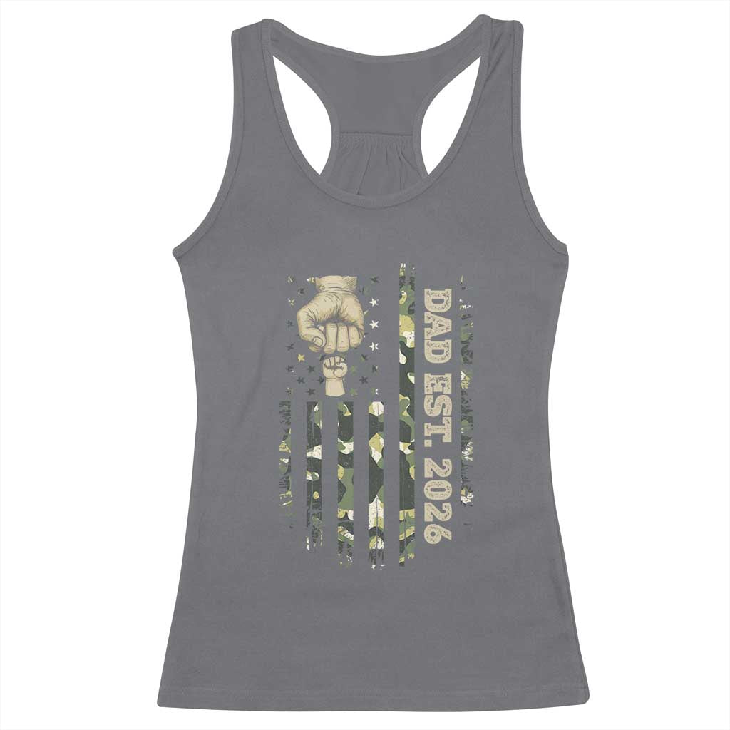 New Dad 2026 Racerback Tank Top Camo American Flag Military Dad Father's Day