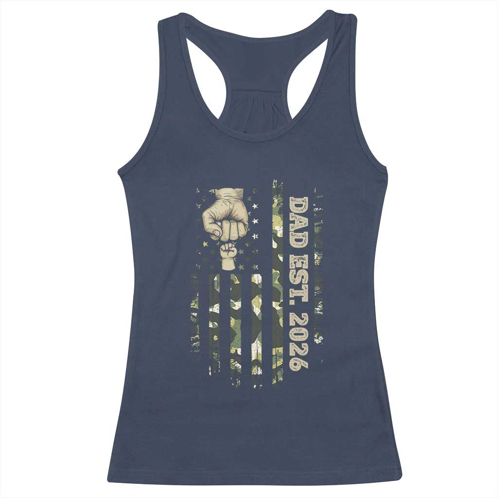 New Dad 2026 Racerback Tank Top Camo American Flag Military Dad Father's Day