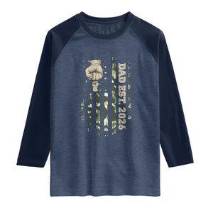 New Dad 2026 Raglan Shirt Camo American Flag Military Dad Father's Day
