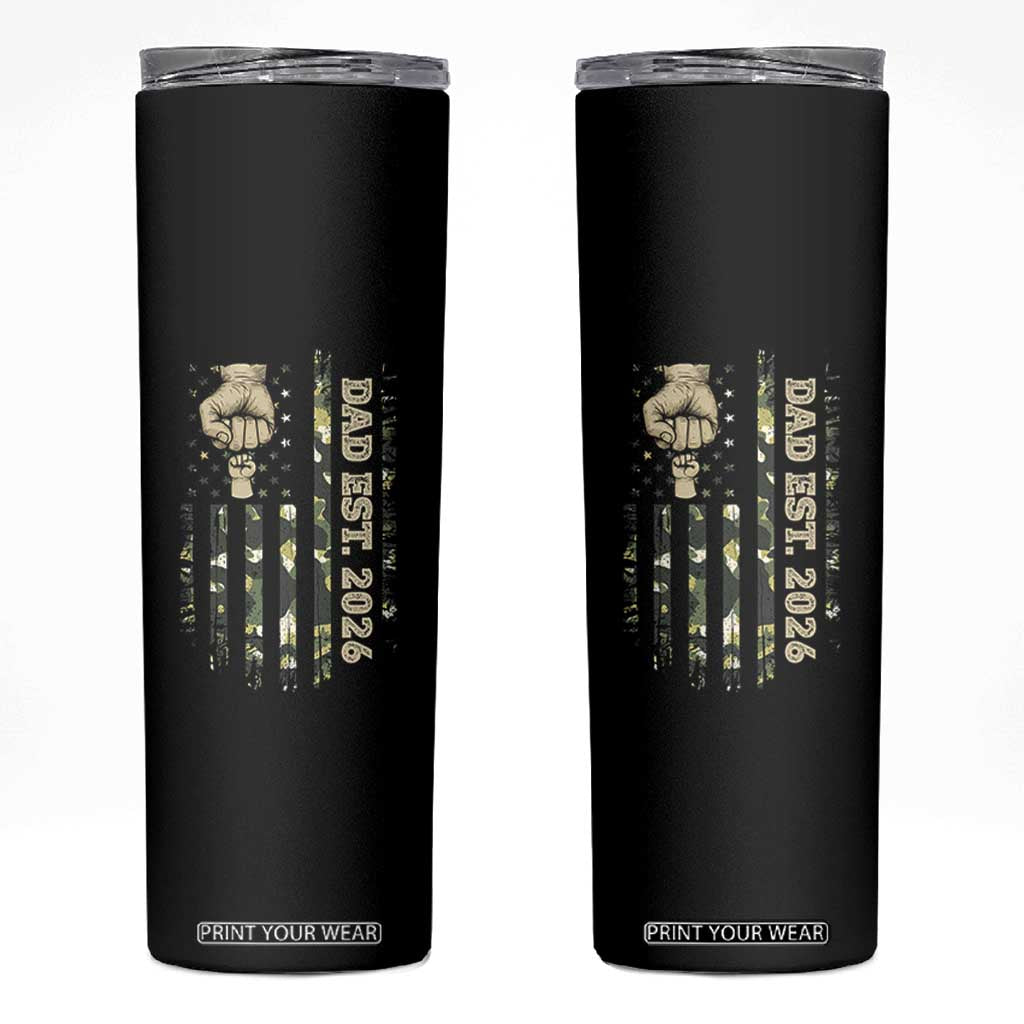New Dad 2026 Skinny Tumbler Camo American Flag Military Dad Father's Day