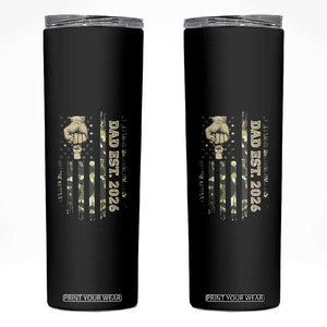 New Dad 2026 Skinny Tumbler Camo American Flag Military Dad Father's Day
