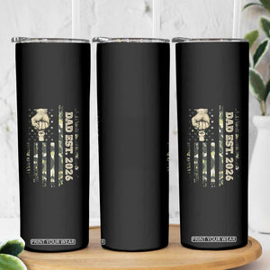 New Dad 2026 Skinny Tumbler Camo American Flag Military Dad Father's Day