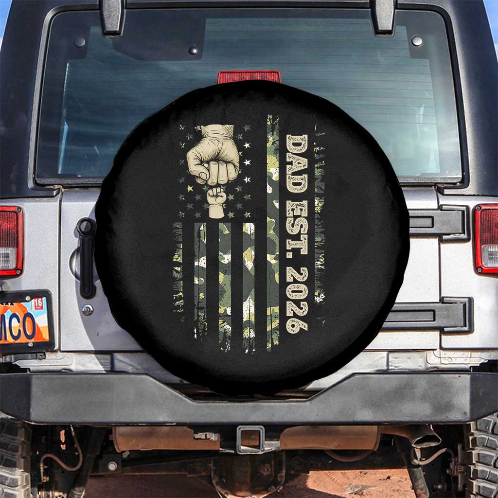 New Dad 2026 Spare Tire Cover Camo American Flag Military Dad Father's Day