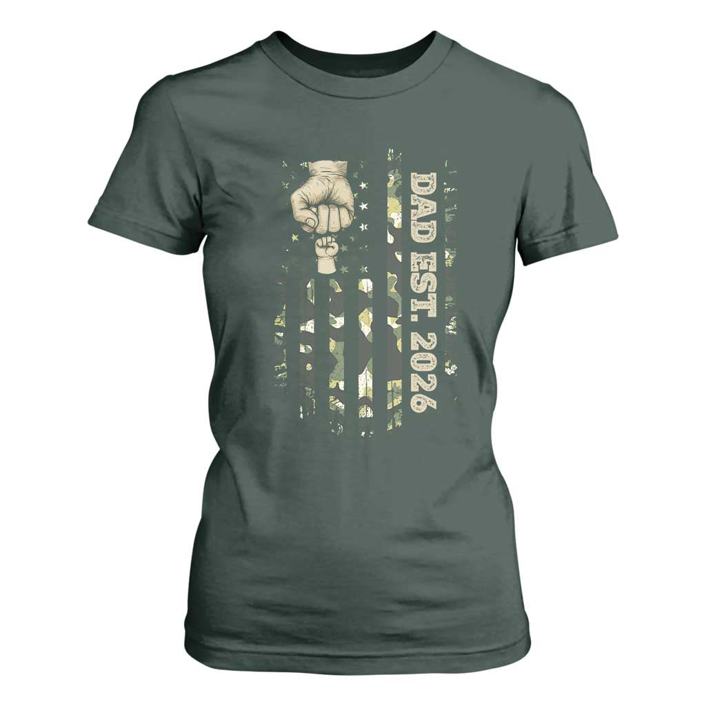 New Dad 2026 T Shirt For Women Camo American Flag Military Dad Father's Day