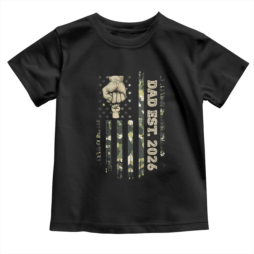 New Dad 2026 Toddler T Shirt Camo American Flag Military Dad Father's Day TS14 Black Print Your Wear