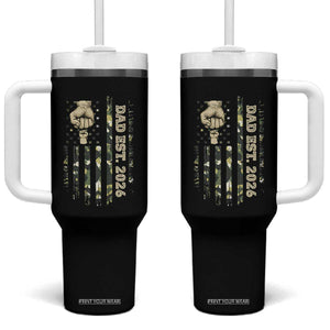 New Dad 2026 Tumbler With Handle Camo American Flag Military Dad Father's Day