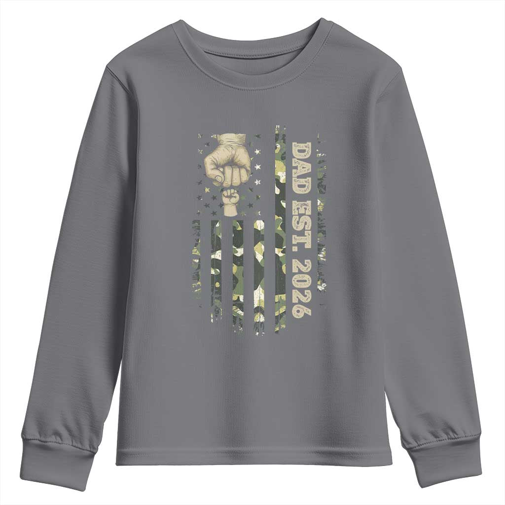 New Dad 2026 Youth Sweatshirt Camo American Flag Military Dad Father's Day