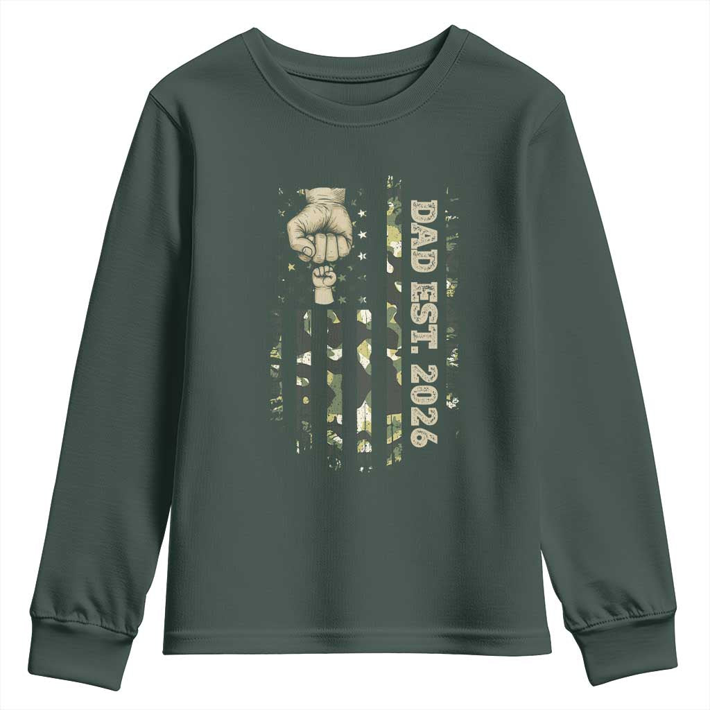 New Dad 2026 Youth Sweatshirt Camo American Flag Military Dad Father's Day