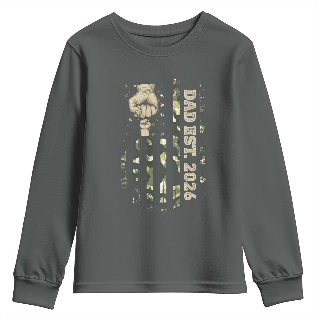 New Dad 2026 Youth Sweatshirt Camo American Flag Military Dad Father's Day
