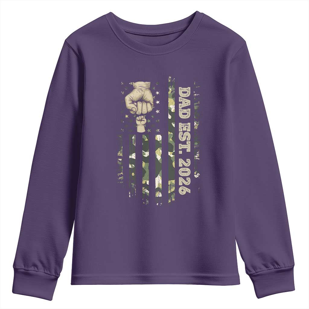 New Dad 2026 Youth Sweatshirt Camo American Flag Military Dad Father's Day