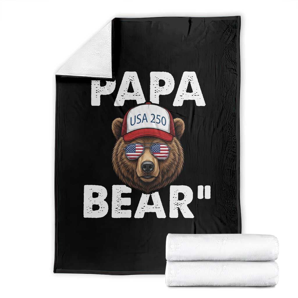 Papa Bear Father's Day Throw Blanket America 250th Anniversary USA Flag July 4th