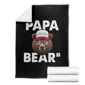 Papa Bear Father's Day Throw Blanket America 250th Anniversary USA Flag July 4th