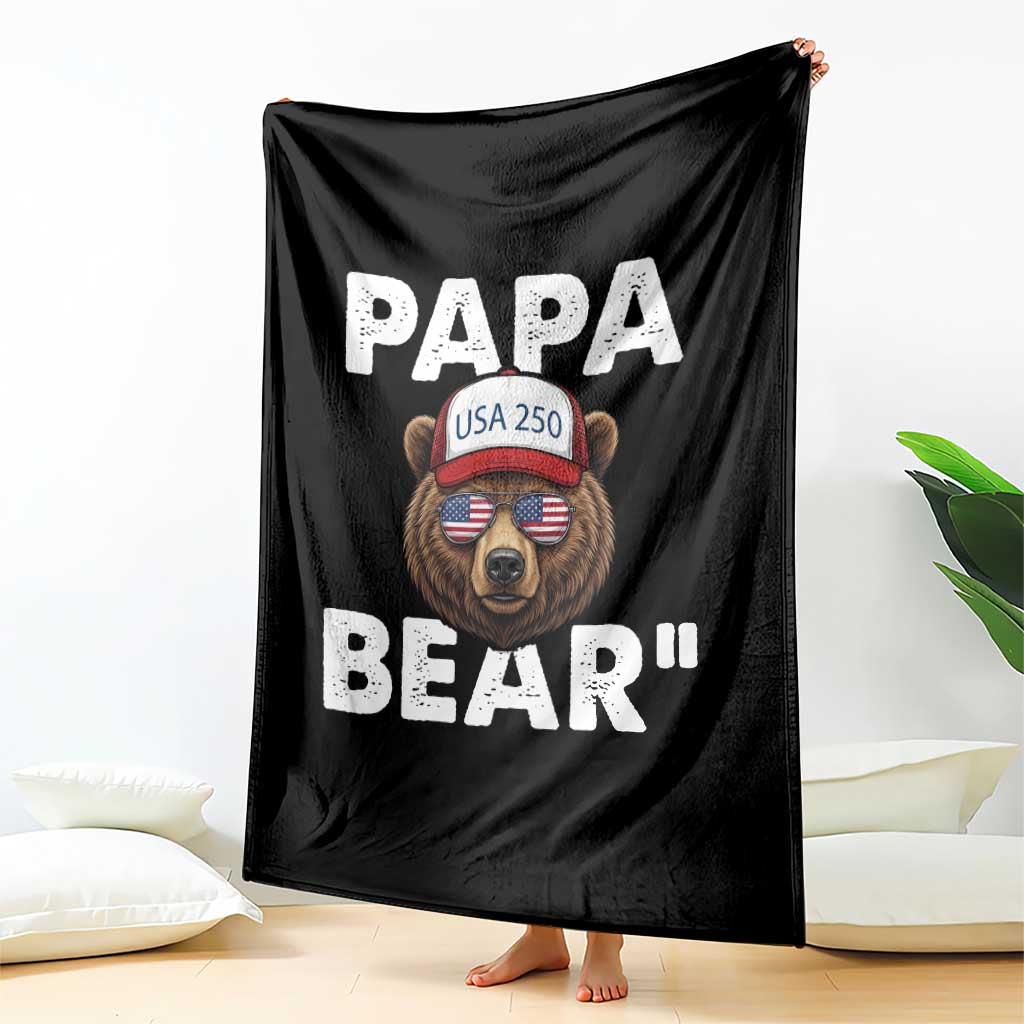 Papa Bear Father's Day Throw Blanket America 250th Anniversary USA Flag July 4th