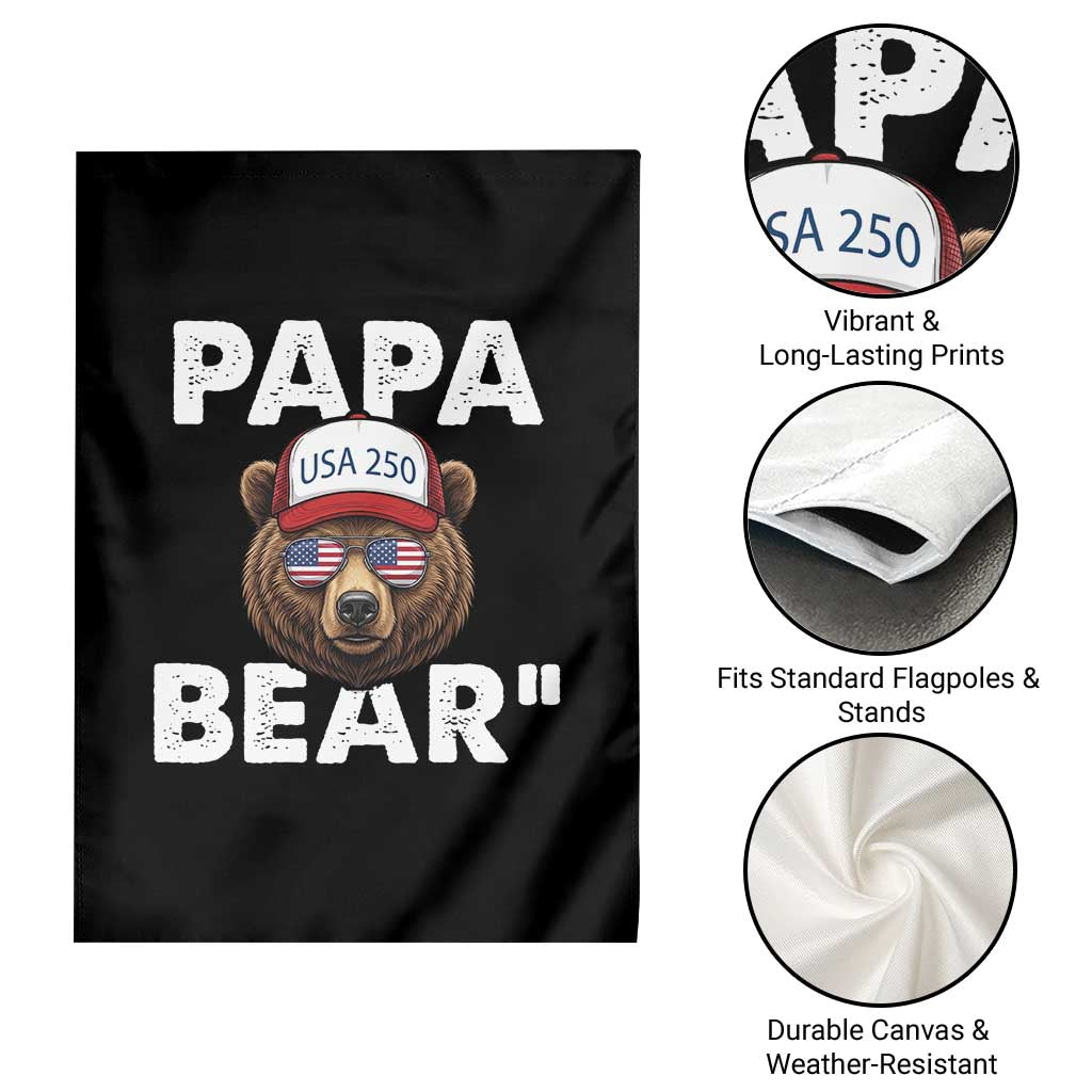 Papa Bear Father's Day Garden Flag America 250th Anniversary USA Flag July 4th