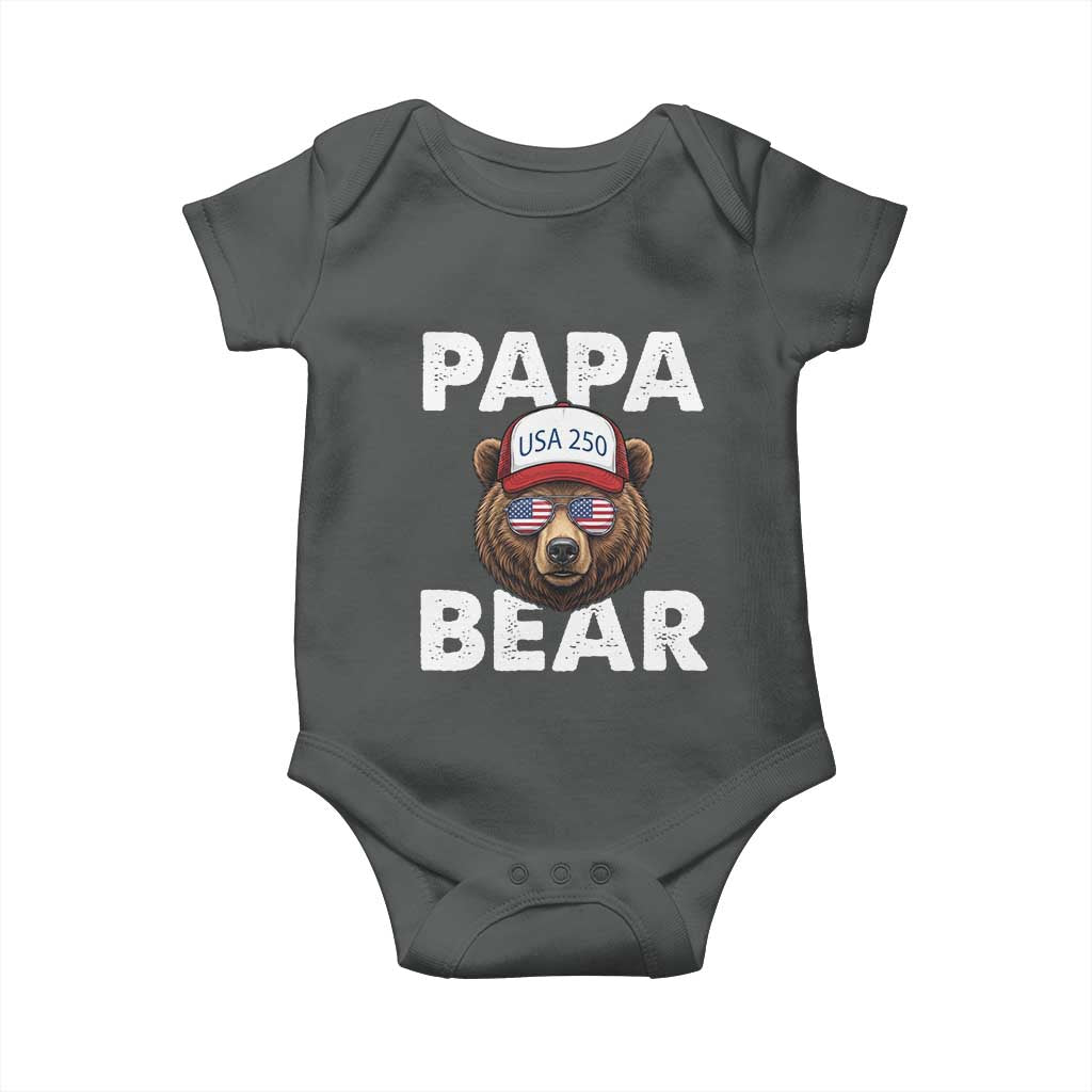 Papa Bear Father's Day Baby Onesie USA 250th Anniversary American Flag July 4th TS14 Dark Heather Print Your Wear