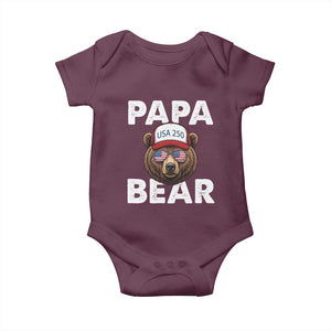 Papa Bear Father's Day Baby Onesie USA 250th Anniversary American Flag July 4th TS14 Maroon Print Your Wear