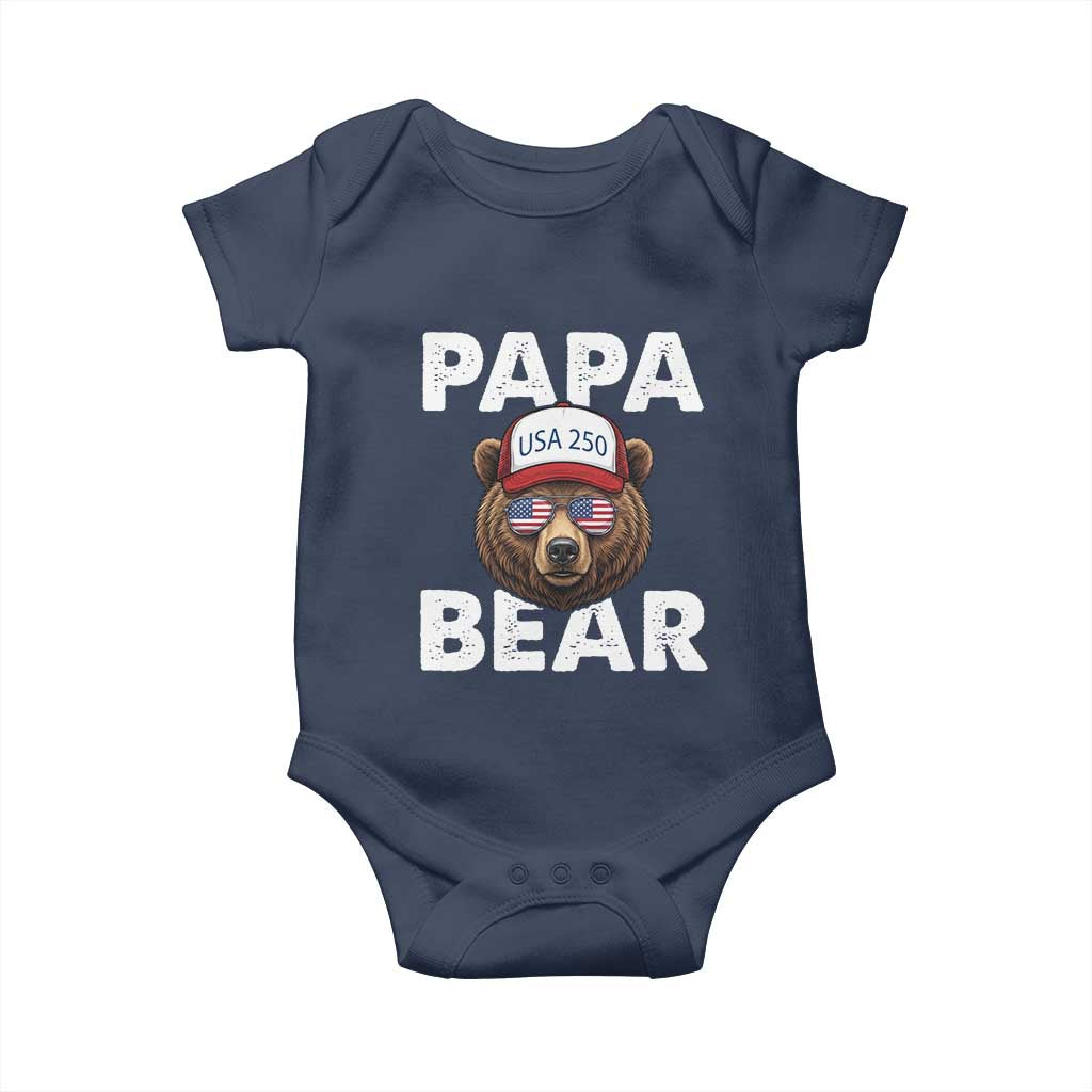 Papa Bear Father's Day Baby Onesie USA 250th Anniversary American Flag July 4th TS14 Navy Print Your Wear