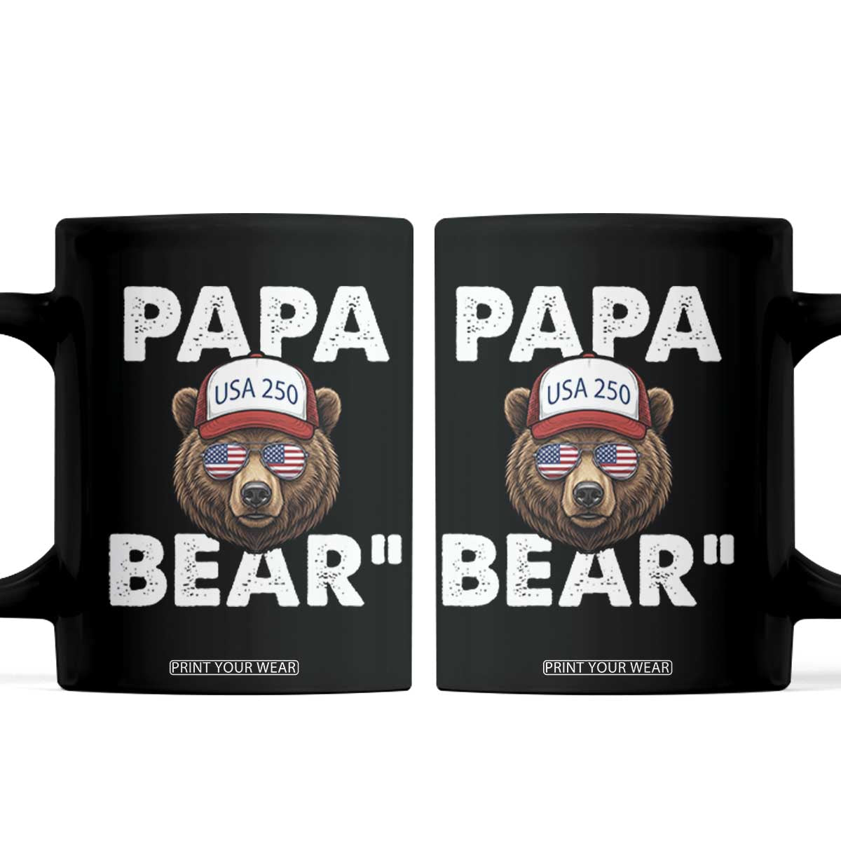 Papa Bear Father's Day Coffee Mug America 250th Anniversary USA Flag July 4th