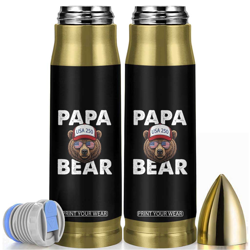 Papa Bear Father's Day Bullet Tumbler USA 250th Anniversary American Flag July 4th TS14 Black Print Your Wear