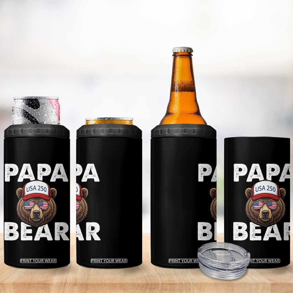 Papa Bear Father's Day 4 in 1 Can Cooler Tumbler USA 250th Anniversary American Flag July 4th TS14 Print Your Wear