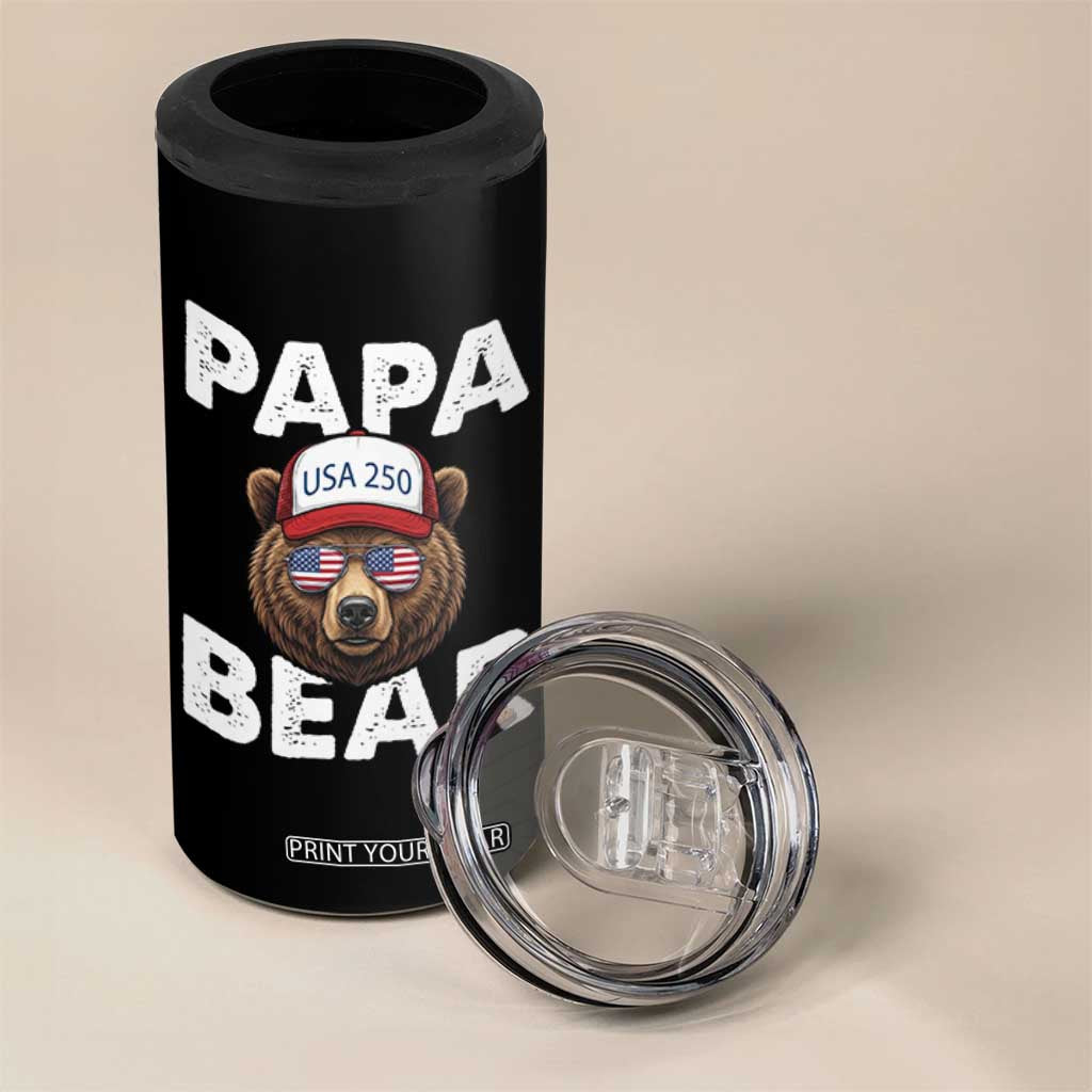 Papa Bear Father's Day 4 in 1 Can Cooler Tumbler USA 250th Anniversary American Flag July 4th TS14 Print Your Wear