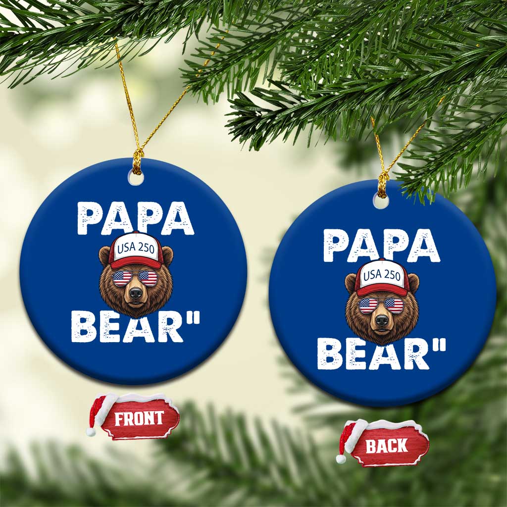 Papa Bear Father's Day Ceramic Ornament America 250th Anniversary USA Flag July 4th