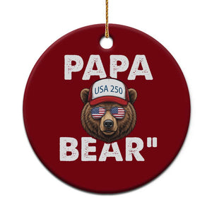 Papa Bear Father's Day Ceramic Ornament America 250th Anniversary USA Flag July 4th