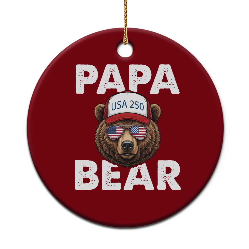 Papa Bear Father's Day Ceramic Ornament USA 250th Anniversary American Flag July 4th TS14 1pc Red Print Your Wear