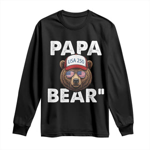 Papa Bear Father's Day Long Sleeve Shirt America 250th Anniversary USA Flag July 4th