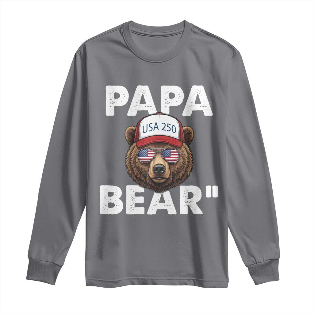 Papa Bear Father's Day Long Sleeve Shirt America 250th Anniversary USA Flag July 4th