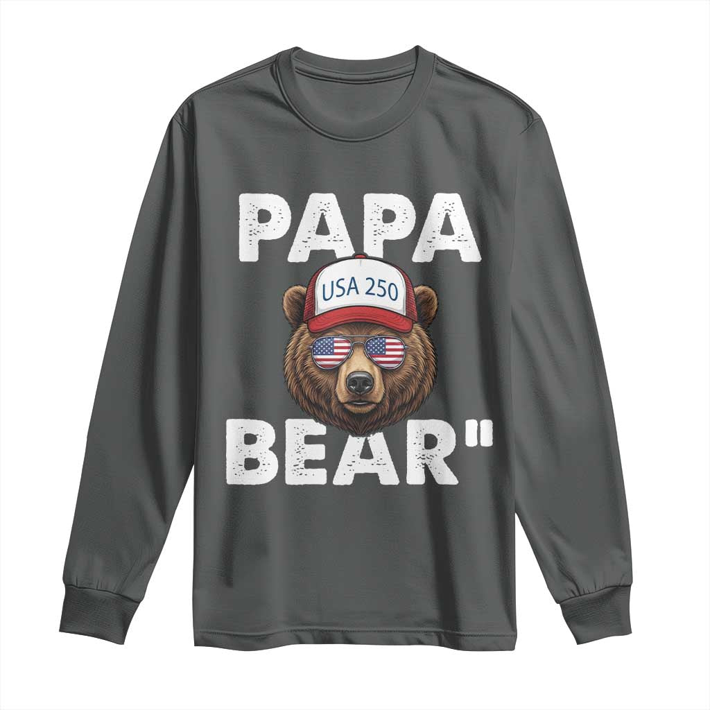 Papa Bear Father's Day Long Sleeve Shirt America 250th Anniversary USA Flag July 4th