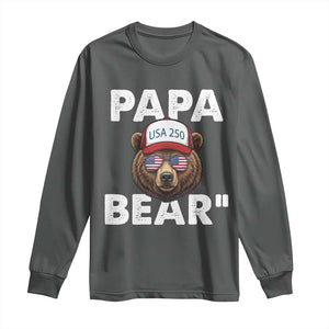 Papa Bear Father's Day Long Sleeve Shirt America 250th Anniversary USA Flag July 4th