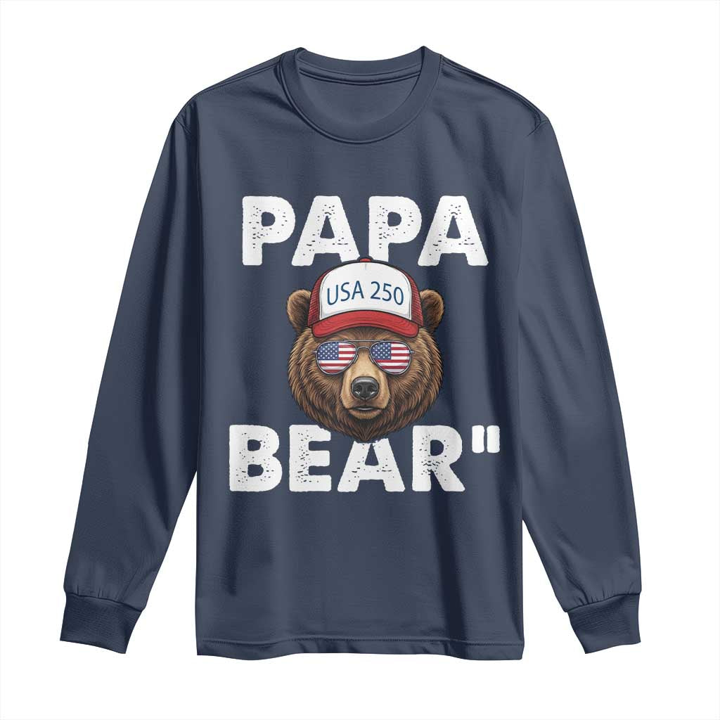 Papa Bear Father's Day Long Sleeve Shirt America 250th Anniversary USA Flag July 4th