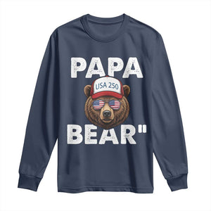 Papa Bear Father's Day Long Sleeve Shirt America 250th Anniversary USA Flag July 4th