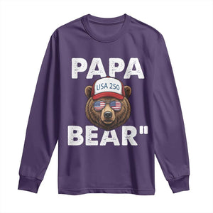Papa Bear Father's Day Long Sleeve Shirt America 250th Anniversary USA Flag July 4th