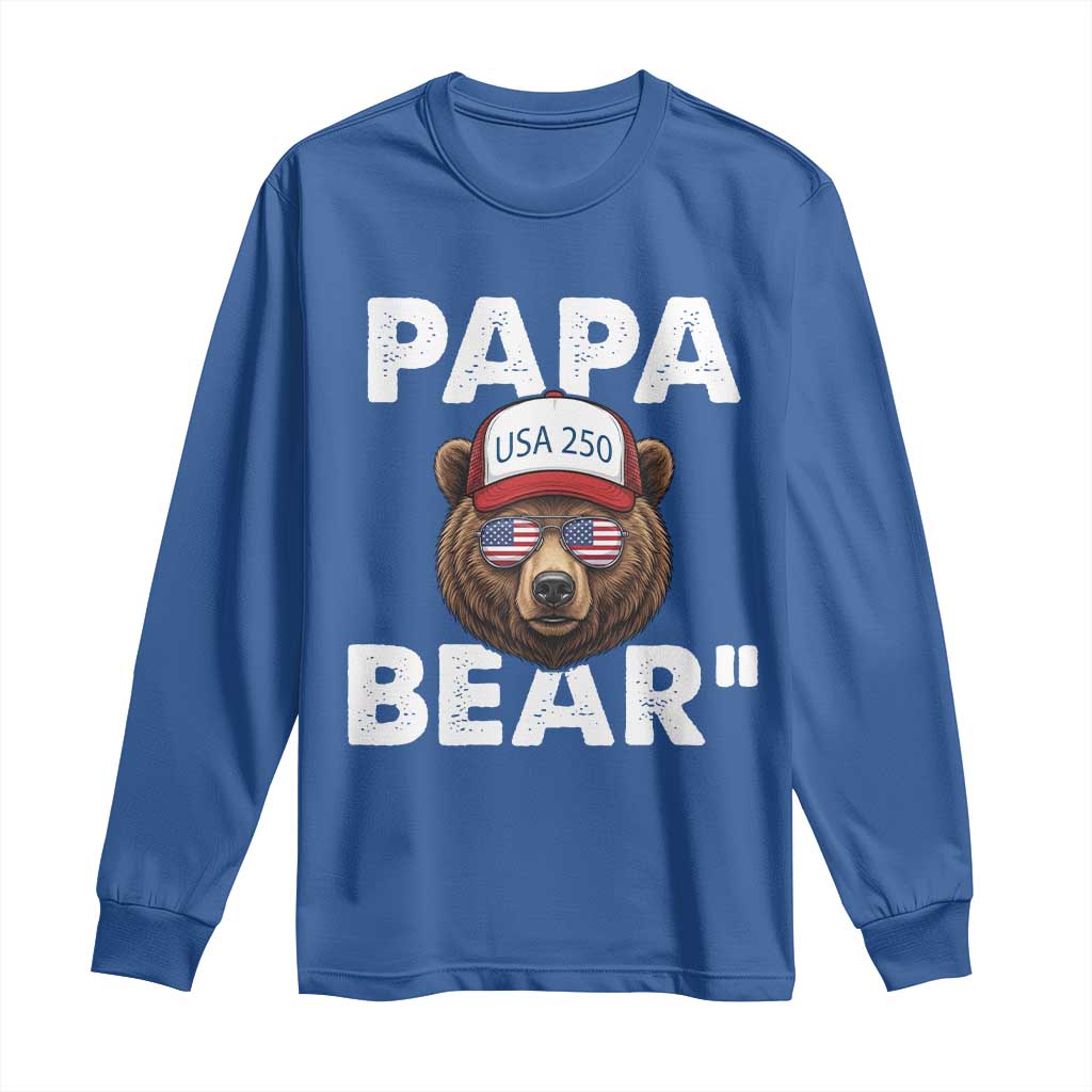 Papa Bear Father's Day Long Sleeve Shirt America 250th Anniversary USA Flag July 4th