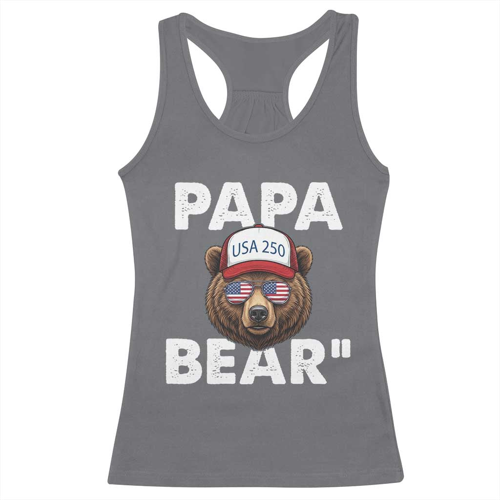 Papa Bear Father's Day Racerback Tank Top America 250th Anniversary USA Flag July 4th