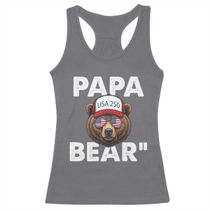 Papa Bear Father's Day Racerback Tank Top America 250th Anniversary USA Flag July 4th