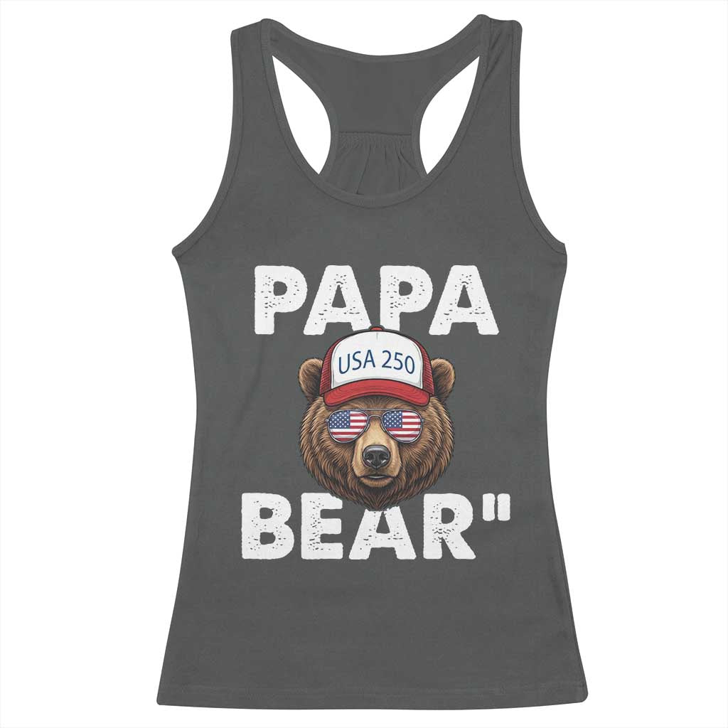 Papa Bear Father's Day Racerback Tank Top America 250th Anniversary USA Flag July 4th