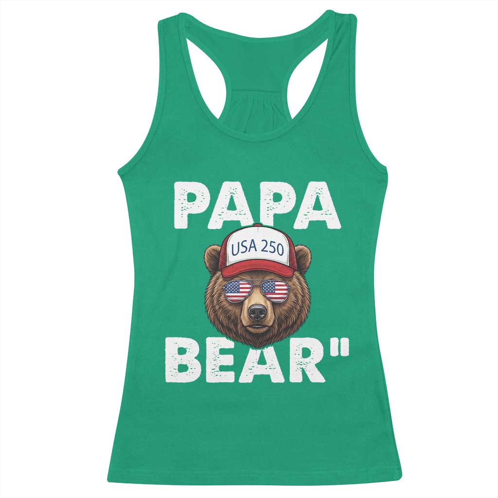 Papa Bear Father's Day Racerback Tank Top America 250th Anniversary USA Flag July 4th
