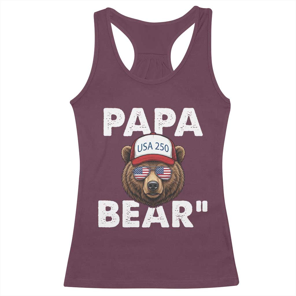 Papa Bear Father's Day Racerback Tank Top America 250th Anniversary USA Flag July 4th