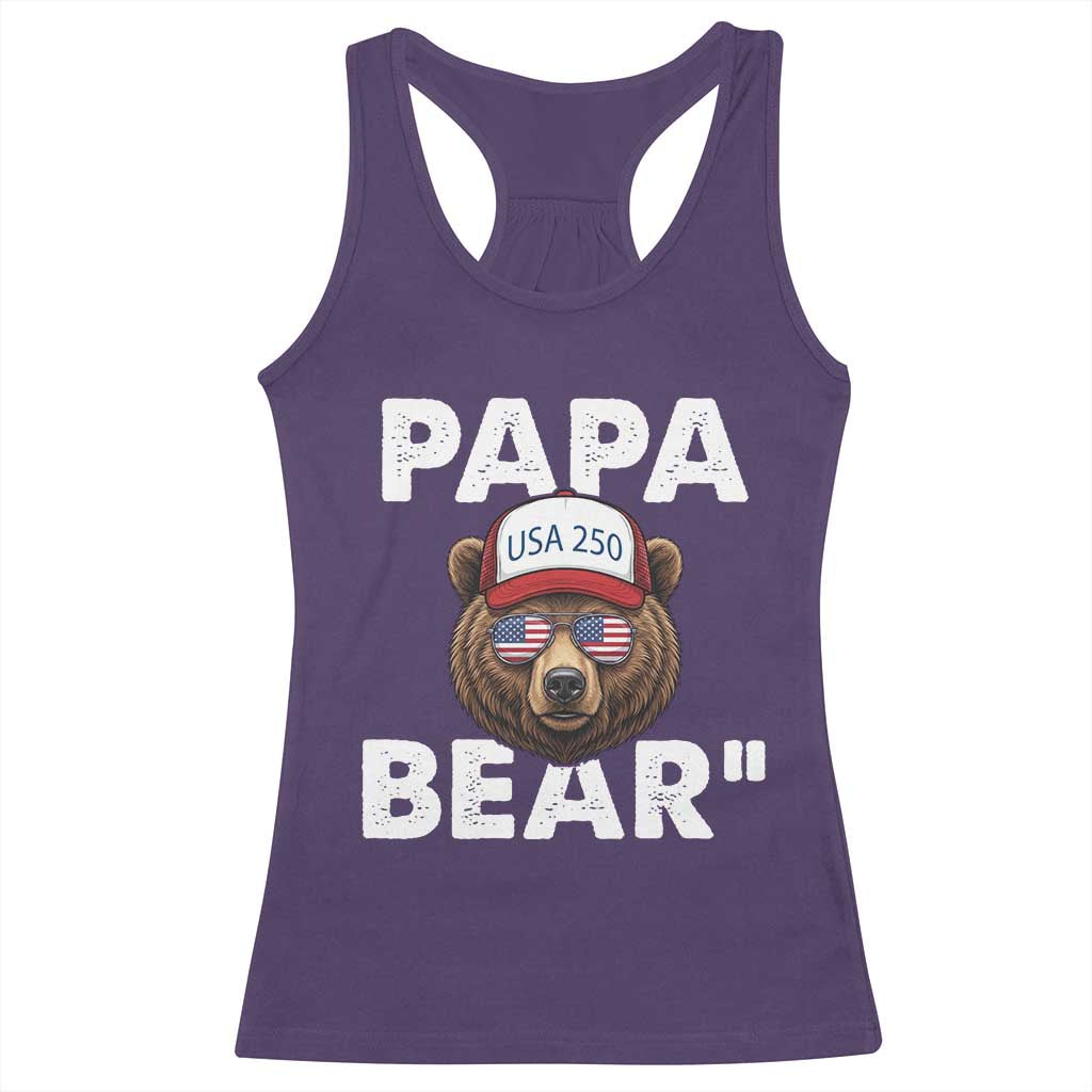 Papa Bear Father's Day Racerback Tank Top America 250th Anniversary USA Flag July 4th