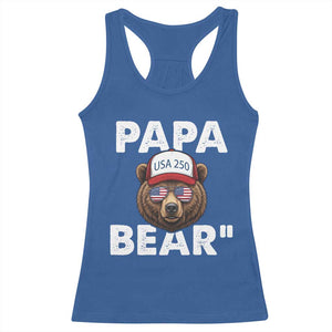 Papa Bear Father's Day Racerback Tank Top America 250th Anniversary USA Flag July 4th