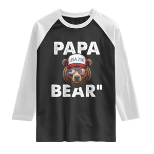 Papa Bear Father's Day Raglan Shirt America 250th Anniversary USA Flag July 4th