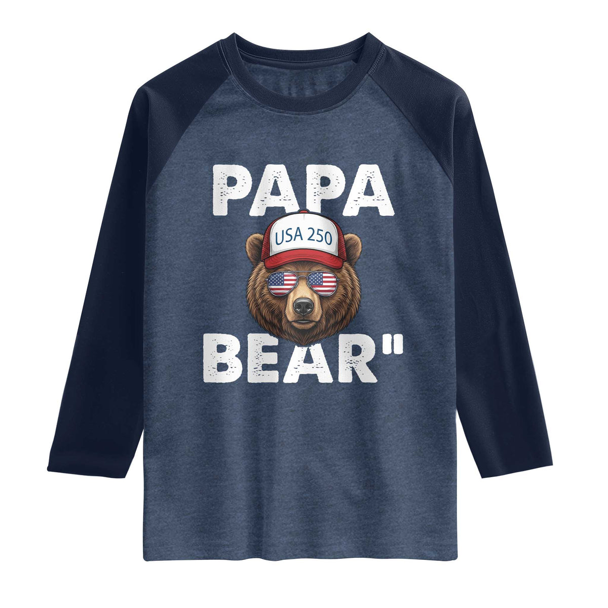 Papa Bear Father's Day Raglan Shirt America 250th Anniversary USA Flag July 4th