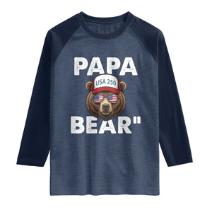 Papa Bear Father's Day Raglan Shirt America 250th Anniversary USA Flag July 4th
