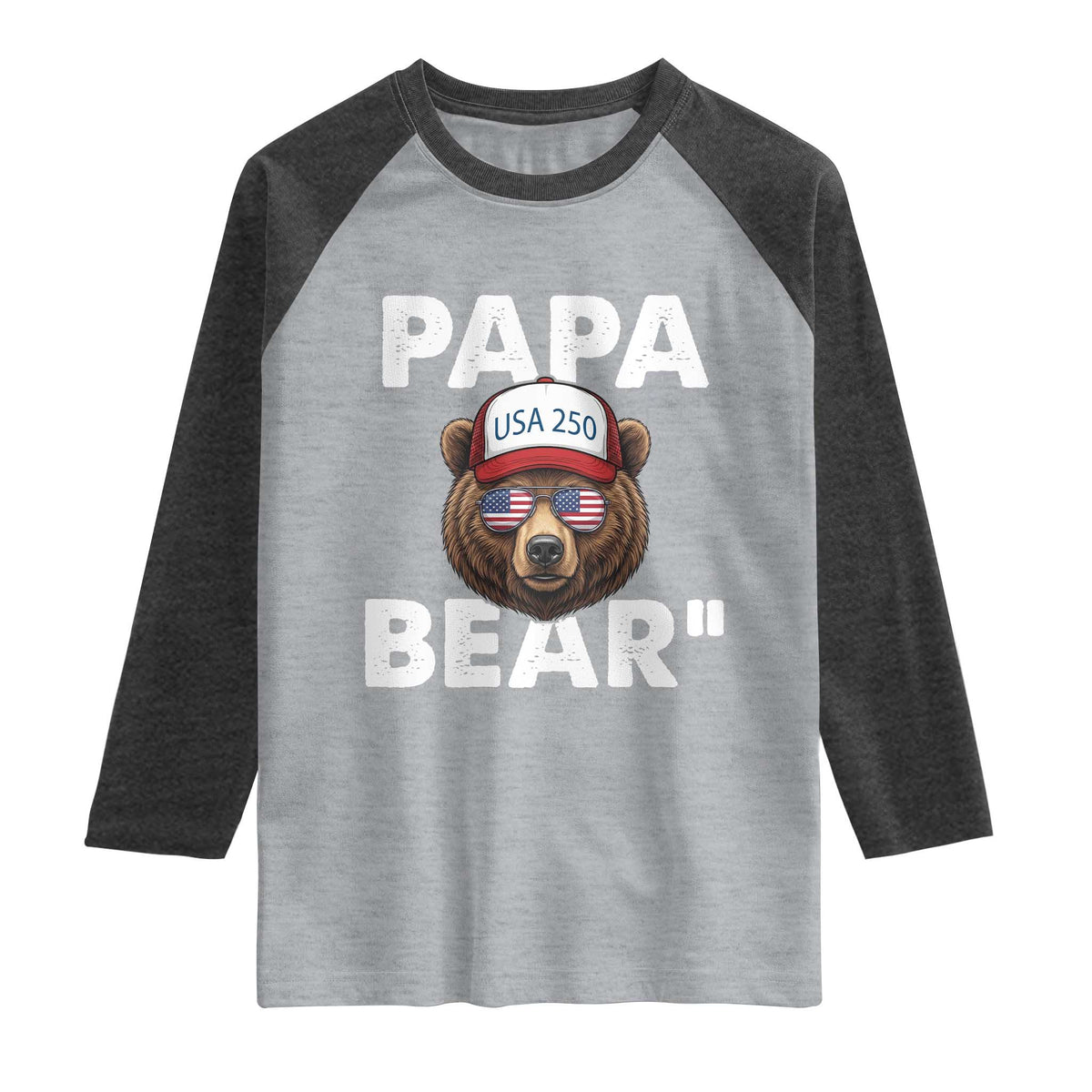 Papa Bear Father's Day Raglan Shirt America 250th Anniversary USA Flag July 4th