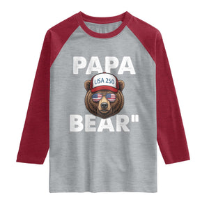 Papa Bear Father's Day Raglan Shirt America 250th Anniversary USA Flag July 4th