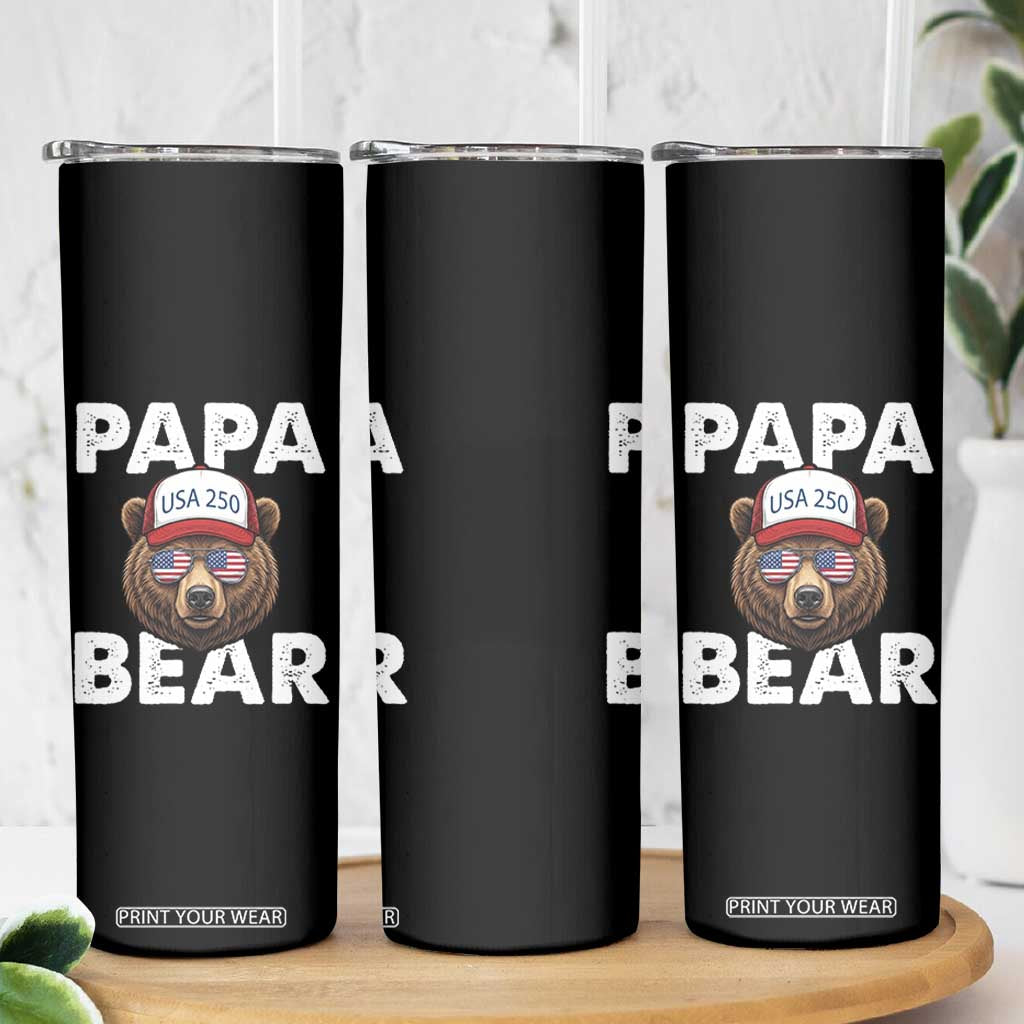 Papa Bear Father's Day Skinny Tumbler USA 250th Anniversary American Flag July 4th TS14 Print Your Wear